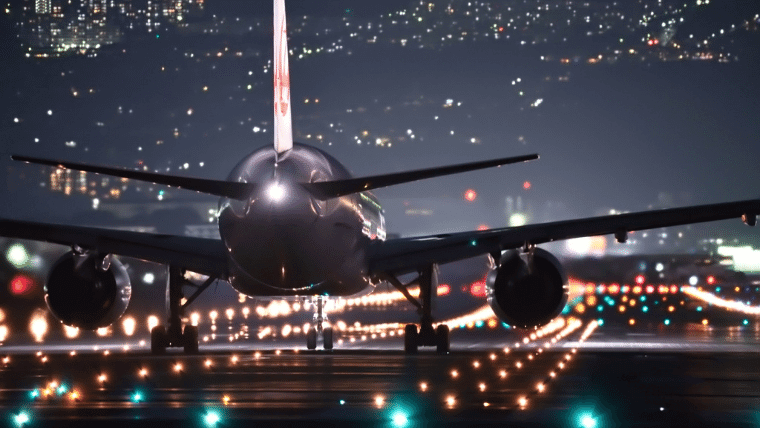 飛行機　夜景